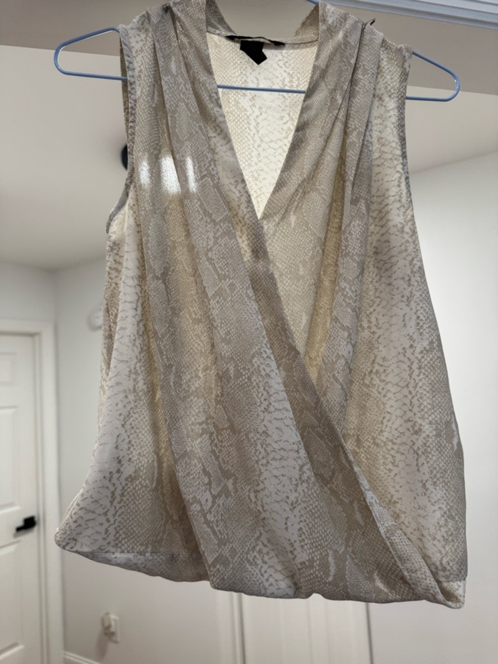 H&M Beige & Cream Snake-Print Sleeveless Surplice Camisole